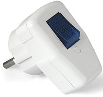 Вилка электрическая с заземлением угловая с выключателем UNIVersal 16А белый  картинка 